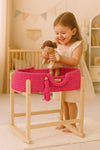 My Sweet Baby - Boho puuvillainen nuken kantokori kehdolla - fuksia