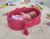 My Sweet Baby - Boho puuvillainen nuken kantokori kehdolla - fuksia