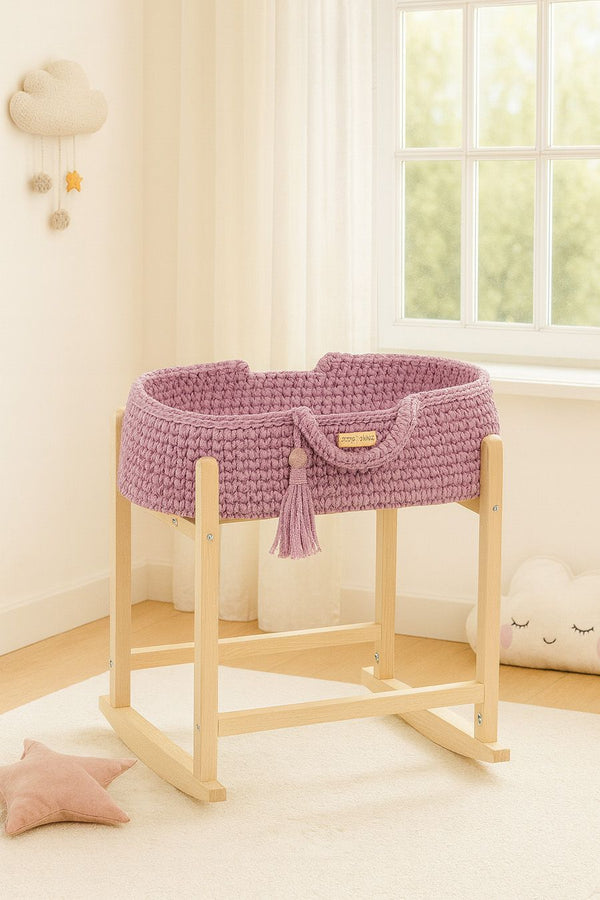 My Sweet Baby - Boho puuvillainen nuken kantokori kehdolla - laventeli