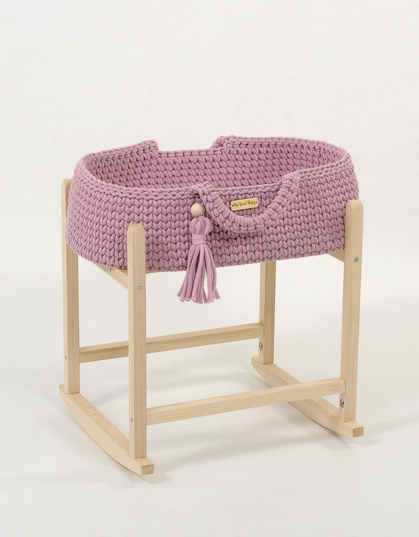 My Sweet Baby - Boho puuvillainen nuken kantokori kehdolla - laventeli