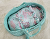 My Sweet Baby - Boho puuvillainen nuken kantokori kehdolla - minttu