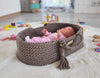 My Sweet Baby - Boho puuvillainen nuken kantokori kehdolla - mokka