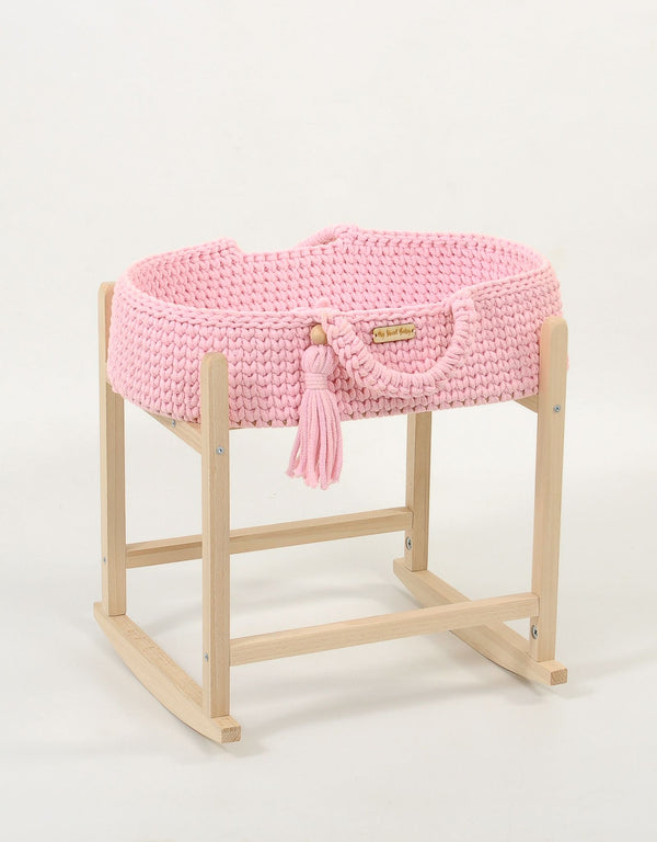 My Sweet Baby - Boho puuvillainen nuken kantokori kehdolla - vaaleanpunainen