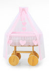 My Sweet Baby - Amelie Deluxe -kori-kehto verhoilla, luonnollinen + vaaleanpunainen vuodevaatteet