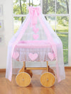 My Sweet Baby - Amelie Deluxe -kori-kehto verhoilla, luonnollinen + vaaleanpunainen vuodevaatteet