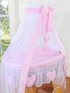 My Sweet Baby - Amelie Deluxe -kori-kehto verhoilla, luonnollinen + vaaleanpunainen vuodevaatteet
