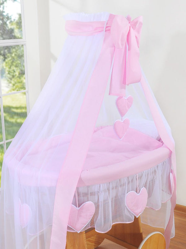 My Sweet Baby - Amelie Deluxe -kori-kehto verhoilla, luonnollinen + vaaleanpunainen vuodevaatteet