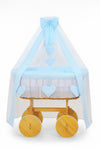 My Sweet Baby - Deluxe Amelie korikehto verhoilla luonnonväri + siniset vuodevaatteet