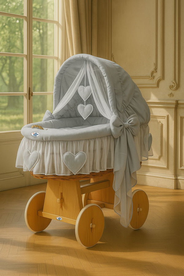 My Sweet Baby - Amelie korikehto hupulla, luonnonvärinen + harmaat vuodevaatteet