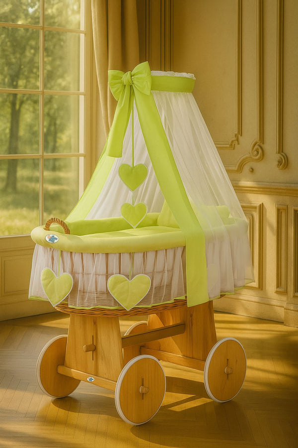 My Sweet Baby - Amelie Moses-kori pajusta verholla - luonnollinen + vihreä vuodevaatteet