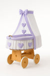 Baby Products - Amelie wicker Moses-kori verhoilla - luonnollinen + liila vuodevaatteet