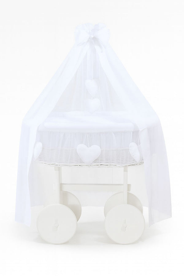 My Sweet Baby - Deluxe Amelie -rottinkinen vauvan kehto valkoinen + valkoiset vuodevaatteet
