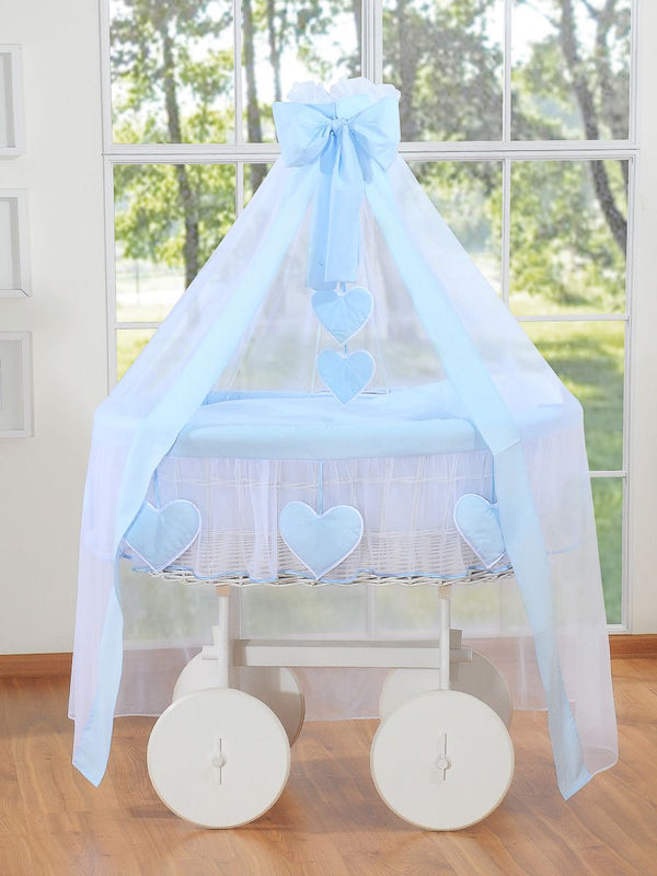 My Sweet Baby - Amelie Deluxe pajuinen Moses-kori - valkoinen + sininen vuodevaatesetti