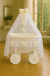 Baby Products - Amelie Deluxe pajuinen Moses-kori verhoilla - valkoinen + kermanvärinen vuodevaatteet