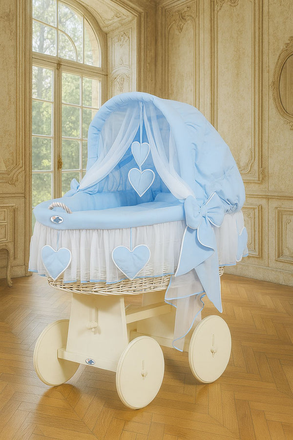 Baby Products - Amelie korikehto kuomulla valkoinen + sininen vuodevaatteet