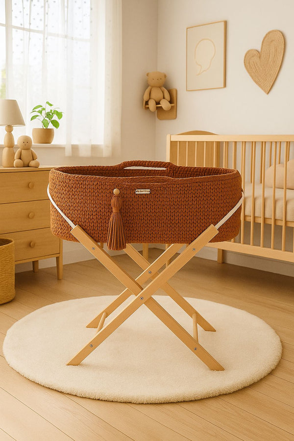 My Sweet Baby - Boho käsintehty Moses-kori jalustalla - terrakotta