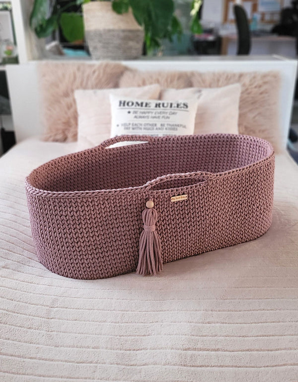 My Sweet Baby - Boho käsintehty Moses-kori telineellä - malva