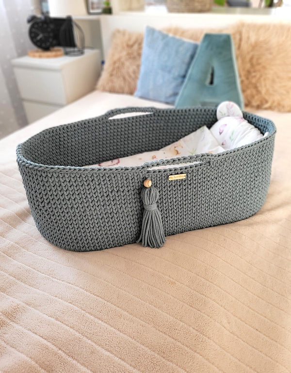 My Sweet Baby - Käsintehty Boho Moses-kori telineellä - laakerinlehti