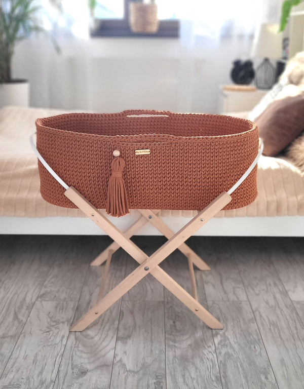 My Sweet Baby - Boho käsintehty Moses-kori jalustalla - terrakotta