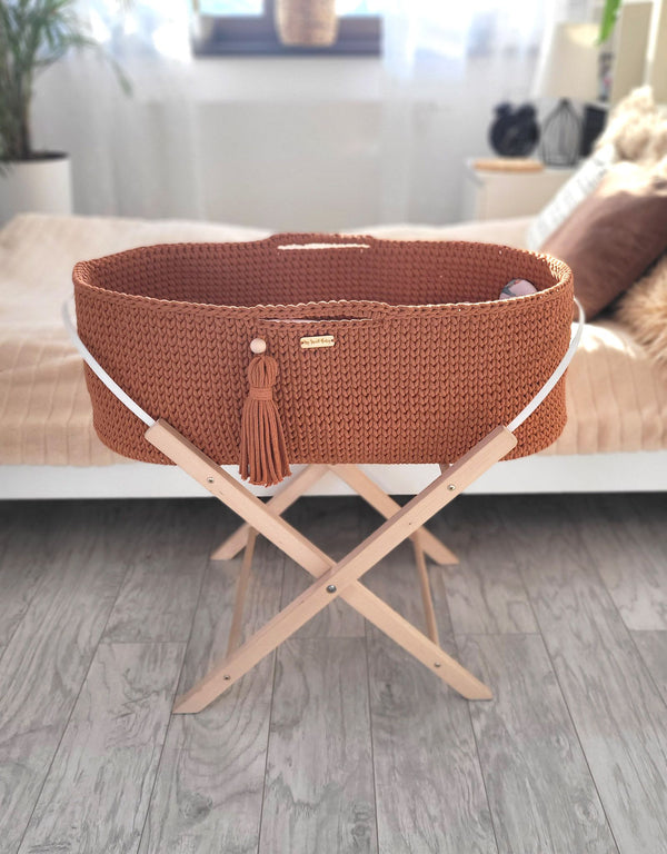 My Sweet Baby - Boho käsintehty Moses-kori jalustalla - terrakotta