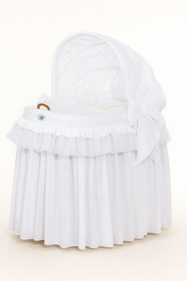 My Sweet Baby - Valkoinen Little Princess Moses-kori/rottinkikehto hupulla