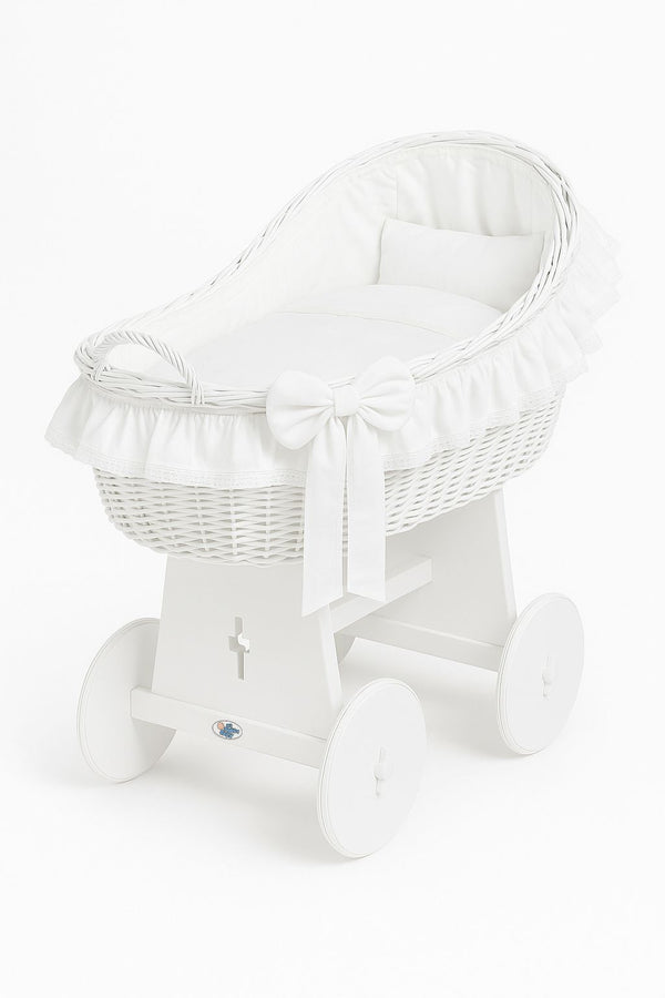 My Sweet Baby - Carina Moses Basket -kehtokori kupukuomulla, valkoinen + valkoiset vuodevaatteet