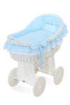 My Sweet Baby - Carina Moses Basket -kehtokori korikuvulla, valkoinen + sininen vuodevaatteet
