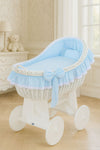 My Sweet Baby - Carina Moses Basket -kehtokori korikuvulla, valkoinen + sininen vuodevaatteet