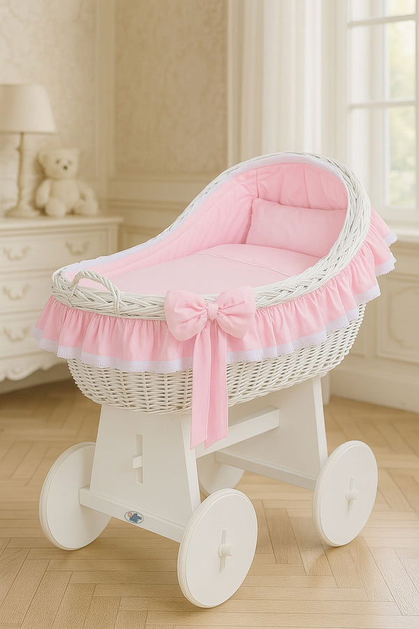 My Sweet Baby - Carina korikehto hupulla valkoinen + vaaleanpunaiset vuodevaatteet