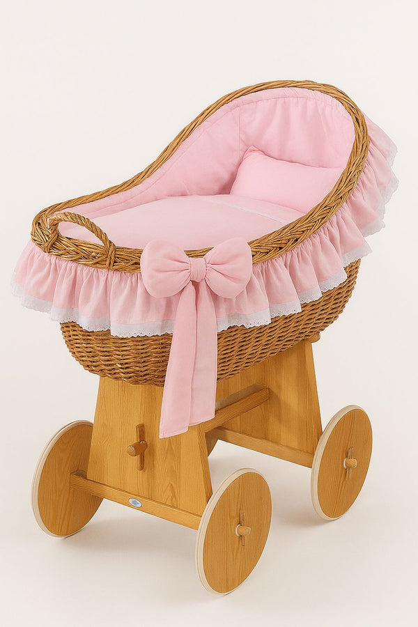 My Sweet Baby - Carina korikehto kuomulla, luonnollinen + pinkki vuodevaatesetti