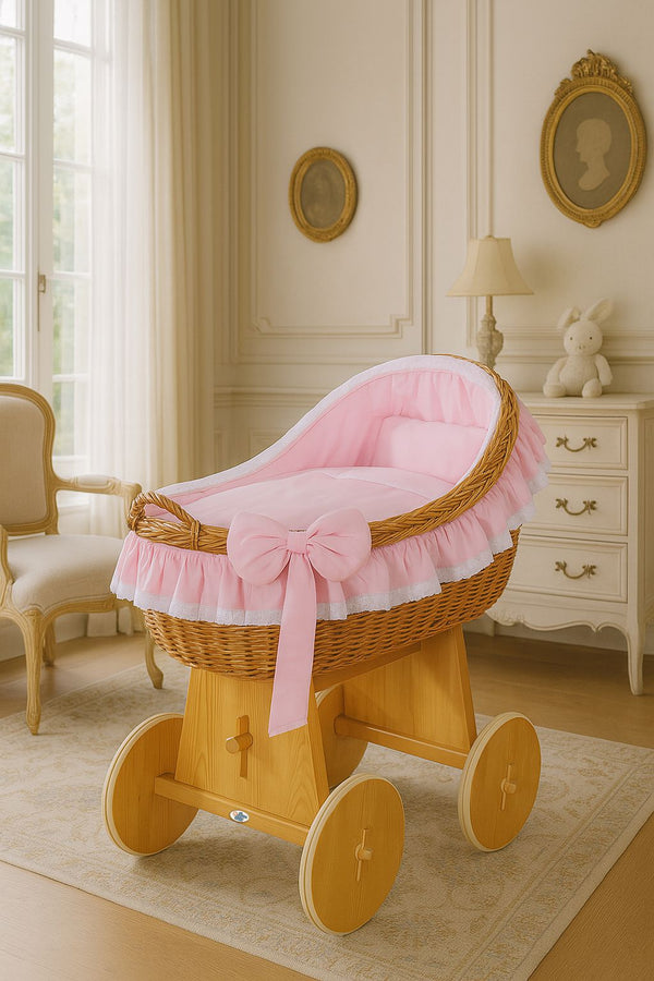 My Sweet Baby - Carina korikehto kuomulla, luonnollinen + pinkki vuodevaatesetti
