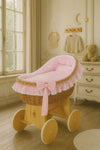 My Sweet Baby - Carina korikehto kuomulla, luonnollinen + pinkki vuodevaatesetti