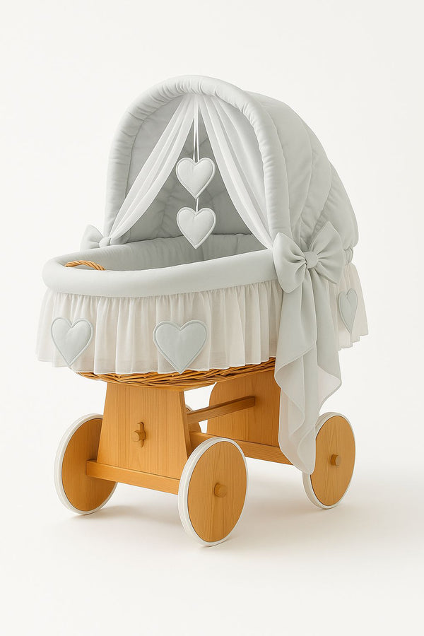 My Sweet Baby - Amelie korikehto hupulla, luonnonvärinen + harmaat vuodevaatteet