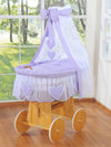 Baby Products - Amelie wicker Moses-kori verhoilla - luonnollinen + liila vuodevaatteet