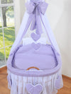 Baby Products - Amelie wicker Moses-kori verhoilla - luonnollinen + liila vuodevaatteet