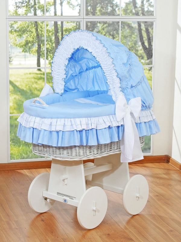 My Sweet Baby - Bellamy korikehto hupulla, punottu - valkoinen + sininen vuodevaatteet