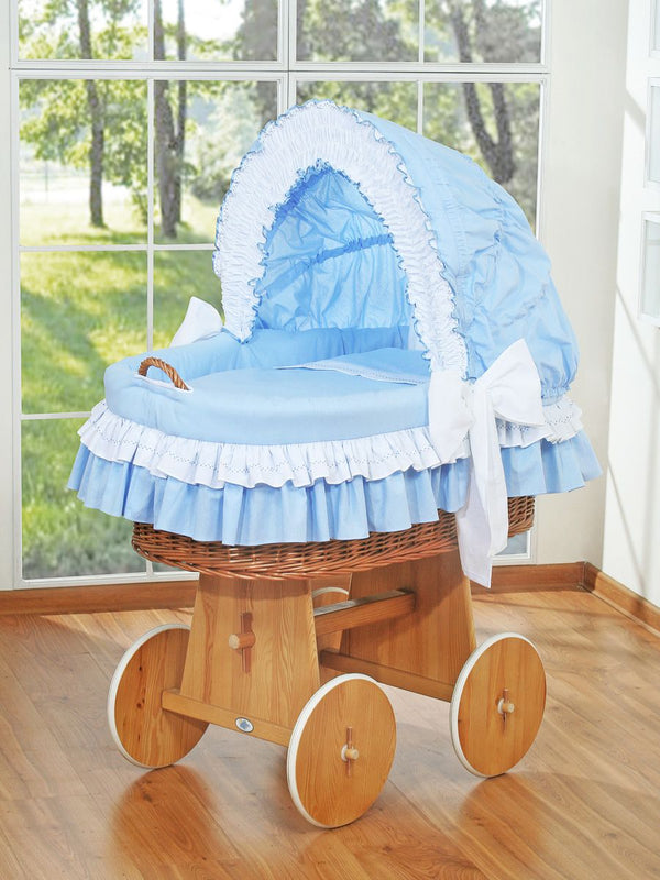 My Sweet Baby - Bellamy Moses-kori pajusta hupulla - luonnollinen + sininen vuodevaatesetti