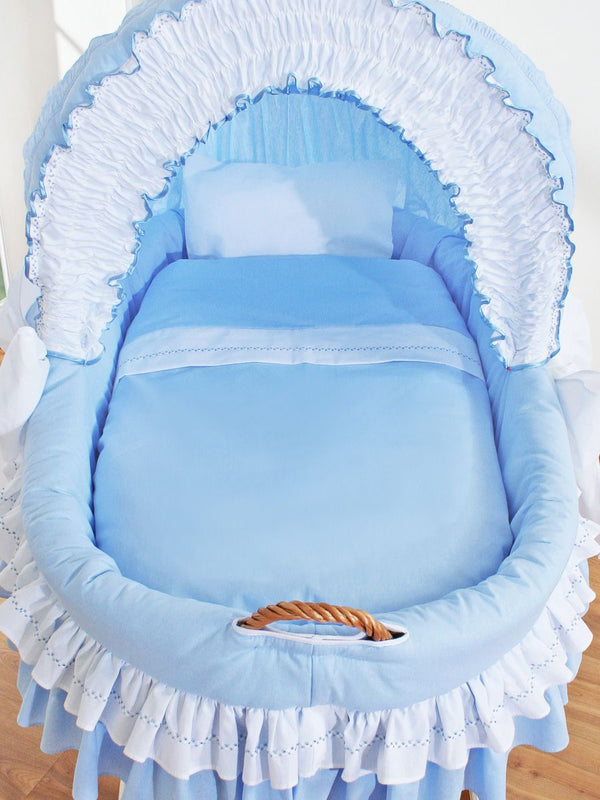 My Sweet Baby - Bellamy Moses-kori pajusta hupulla - luonnollinen + sininen vuodevaatesetti