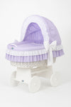 My Sweet Baby - Bellamy Moses Basket -palmukori kuomulla, valkoinen + liila vuodevaatteet