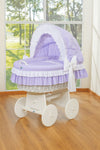 My Sweet Baby - Bellamy Moses Basket -palmukori kuomulla, valkoinen + liila vuodevaatteet