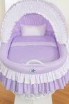 My Sweet Baby - Bellamy Moses Basket -palmukori kuomulla, valkoinen + liila vuodevaatteet