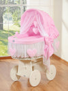 My Sweet Baby - Amelie Moses Basket -kehto korikuvulla, valkoinen + vaaleanpunaiset vuodevaatteet