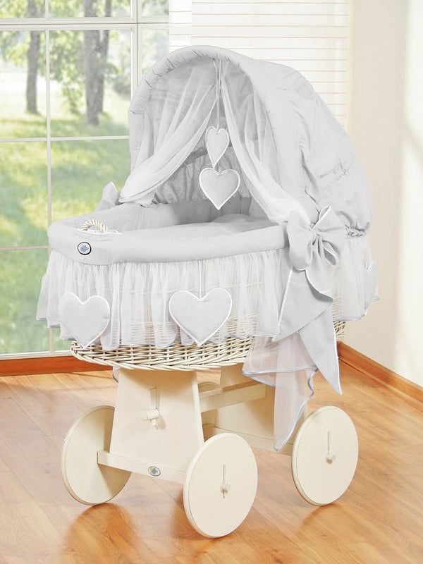 My Sweet Baby - Amelie Moses-kori hupulla valkoinen + harmaa vuodevaatteet