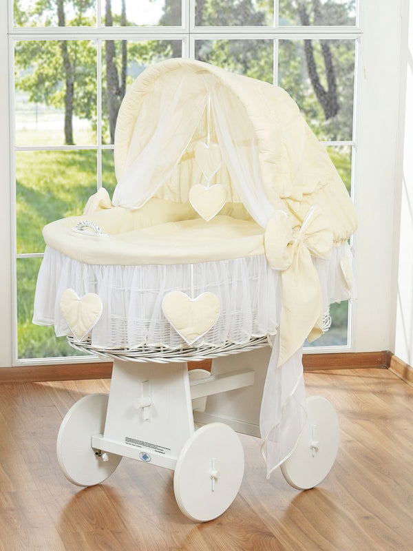 My Sweet Baby - Amelie vauvan kehto korihupulla valkoinen + kermanväriset vuodevaatteet