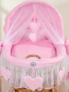 My Sweet Baby - Amelie pajuinen katettu vauvankori - luonnollinen + vaaleanpunainen vuodevaatteet