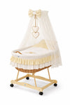 My Sweet Baby - Punoskori verhoiltu kehto karhu rusetilla - luonnollinen + valkoinen vuodevaatesetti