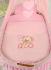 My Sweet Baby - Punoskehto verhoin Bear with bow - luonnollinen + vaaleanpunainen vuodevaatteet