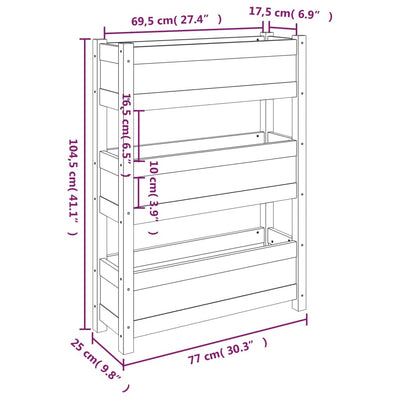 Kukkalaatikko 77x25x104,5 cm täysi mänty - Vuodevaatteet