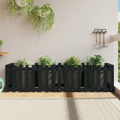 Kukkalaatikko aitamuotoilu musta 200x50x50 cm täysi mänty - Vuodevaatteet