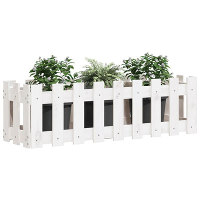 Kukkalaatikko aitamuotoilu valkoinen 100x30x30 cm täysi mänty - Vuodevaatteet